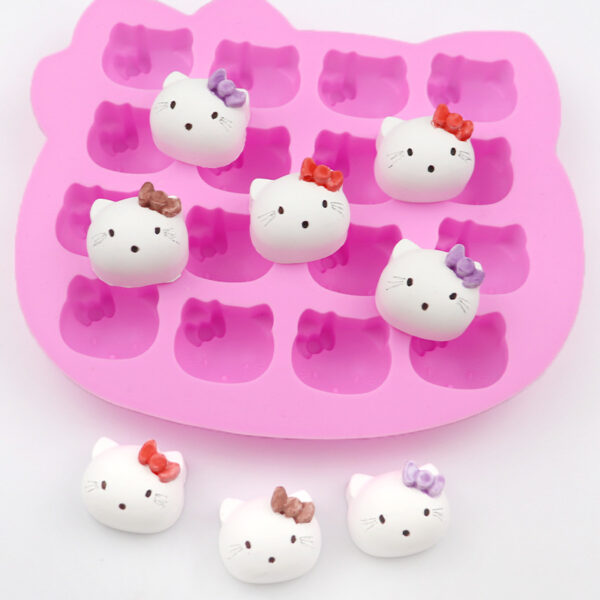Kitty ice cube mold 16 cat head silicone chocolate mold DIY food grade silicone jelly cookies candy biscuit mold high temperature resistant baking Crackers Mold - Image 2