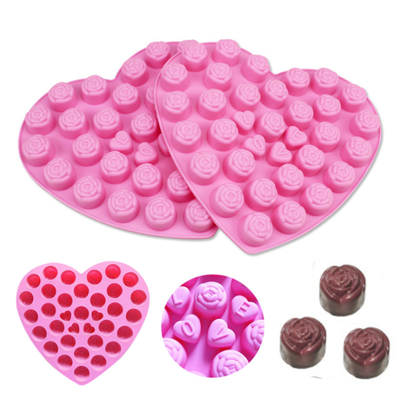 DIY Heart Shaped Valentine's Day Chocolate Sweets Mould Lovely Heart Chocolate Molds Silicone Non-stick Gummy Candy Mold for Kids