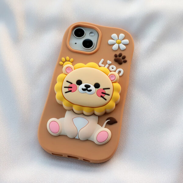 3D Lion Silicone Back Cover Design Stretch Phone Case for iPhone 16 15 14 Pro Max Cover Anti-Fall Phone Case