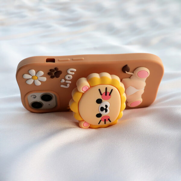 3D Lion Silicone Back Cover Design Stretch Phone Case for iPhone 16 15 14 Pro Max Cover Anti-Fall Phone Case - Image 2