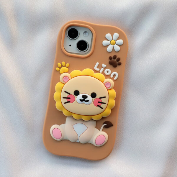 3D Lion Silicone Back Cover Design Stretch Phone Case for iPhone 16 15 14 Pro Max Cover Anti-Fall Phone Case - Image 3