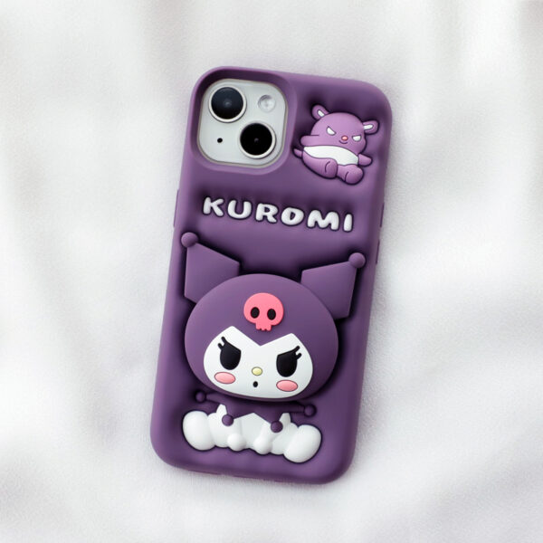 Hot Selling Kawaii Cartoon Cellphone Case Retractable Stand Kuromi 3D Stereo Silicone Phone case for Iphone 6 XR 11 Pro - Image 2