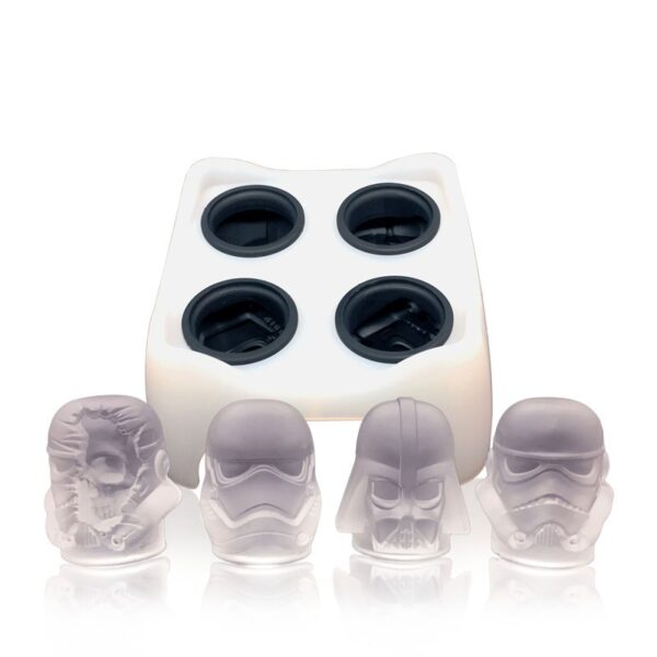 Hot Selling 4 Cavities Black Warrior Darth Vader Famous Head Whiskey Cocktail Silicone Ice Mold - Image 2