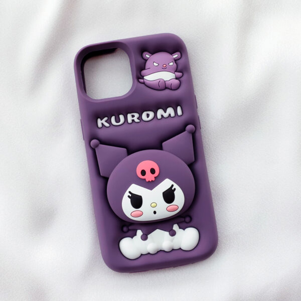 Hot Selling Kawaii Cartoon Cellphone Case Retractable Stand Kuromi 3D Stereo Silicone Phone case for Iphone 6 XR 11 Pro