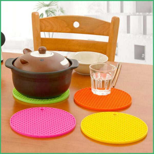 Kitchen Utensil Heat Resistant Honeycomb Mat Silicone Rubber Hot Pot Holder Mat Coaster