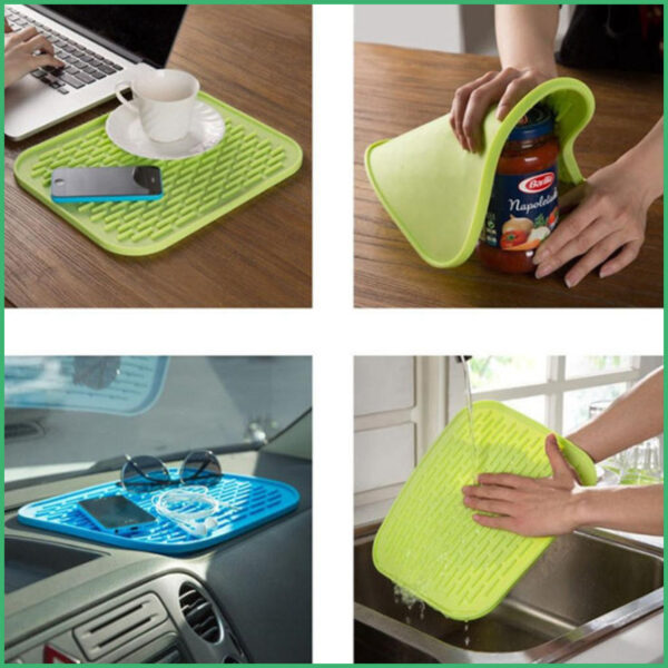 Silicone Trivet Mats Heat Resistant Pot Holders Multipurpose Nonslip Hot Pads Black Minimalist Material Silicone Coaster - Image 3