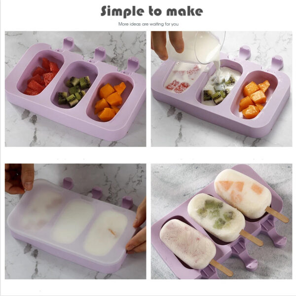 4-Hole DIY Popsicle Ice Cream Maker Silicone Mold for Homemade Ice Cream Tools - Image 4